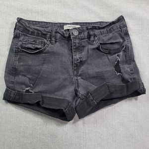 Refuge Womens Shorts Sz 2 Black Denim Stretch EUC Spring Summer Goth Distressed
